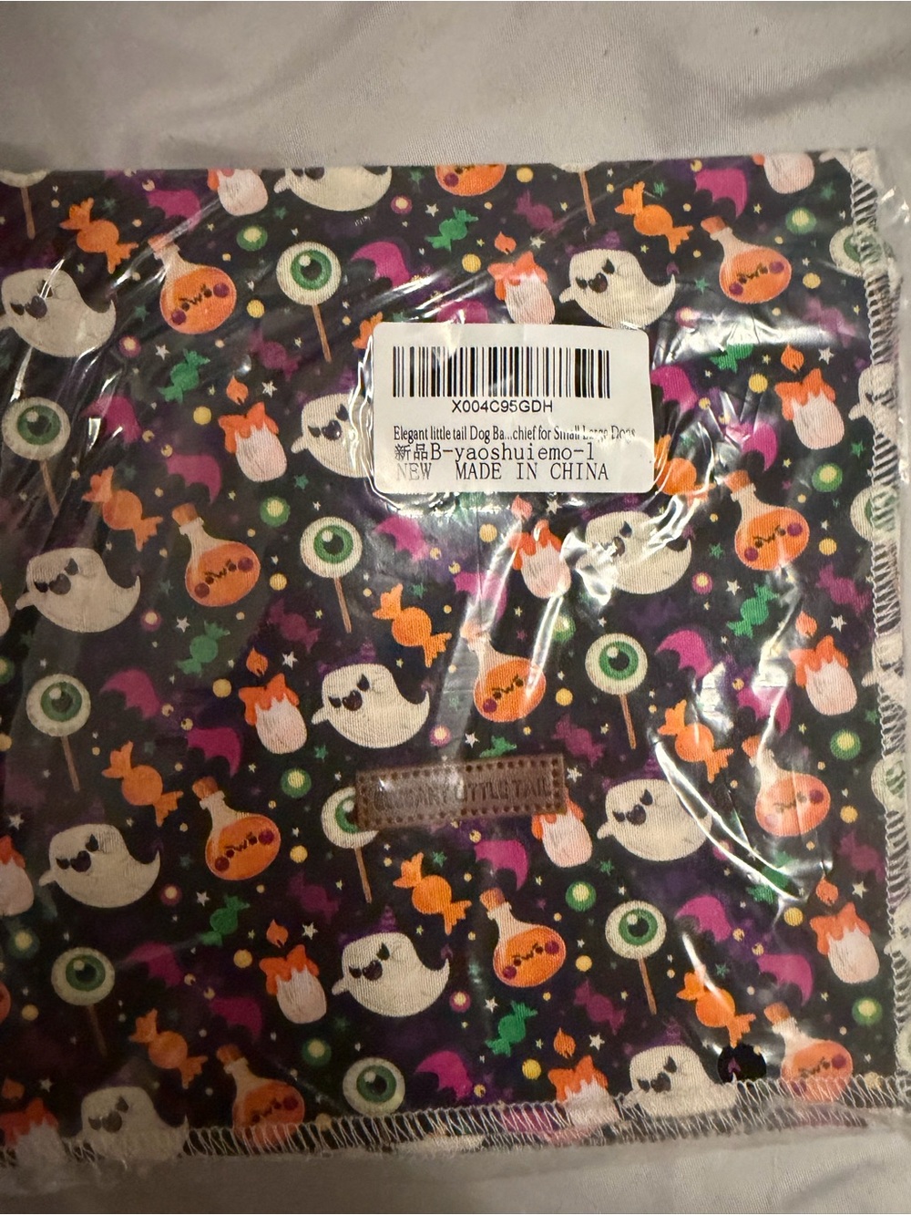 Black Halloween Ghost Print Dog Bandana